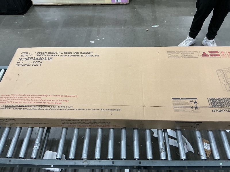 Photo 1 of ****** MISSING PIECES*** DAMAGED ***FINAL SALE ** NO RETURNS **** Bekeknlny Modern Queen Murphy Bed with Desk, Storage Shelves and Cabinets, Hidden Wall Bed for Space-Saving Home Office (Gray/H10)