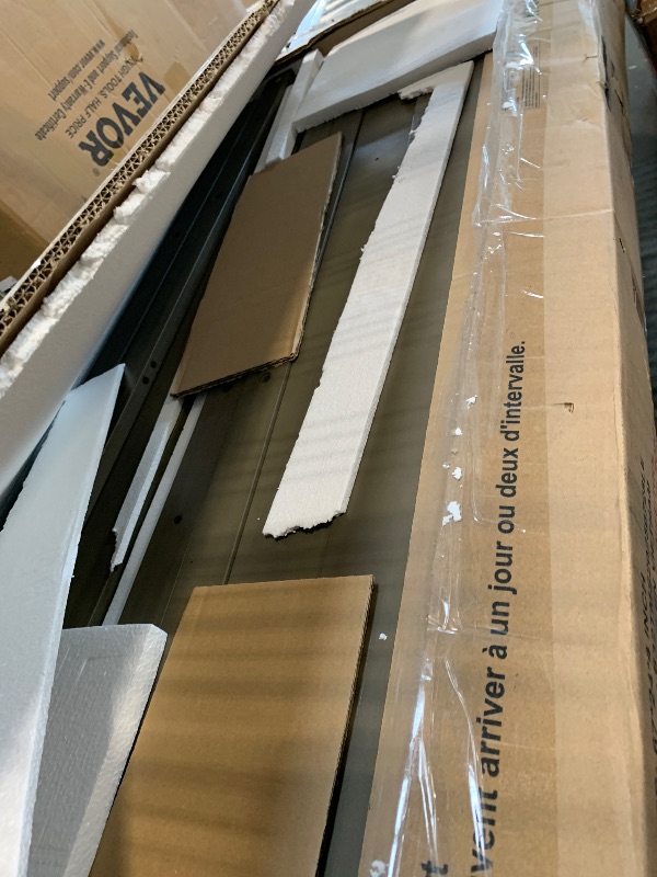 Photo 1 of ****** MISSING PIECES*** DAMAGED ***FINAL SALE ** NO RETURNS **** Bekeknlny Modern Queen Murphy Bed with Desk, Storage Shelves and Cabinets, Hidden Wall Bed for Space-Saving Home Office (Gray/H10)