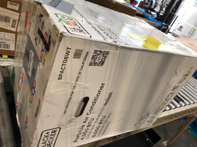 Photo 1 of ** NO RETURNS / UNTESTED*** BLACK+DECKER Portable Air Conditioner, 8,000 BTU (3,950 BTU SACC) for Rooms up to 400 Sq. Ft., Portable AC with Follow Me Remote Control and Window Kit, BPACT08WT, White