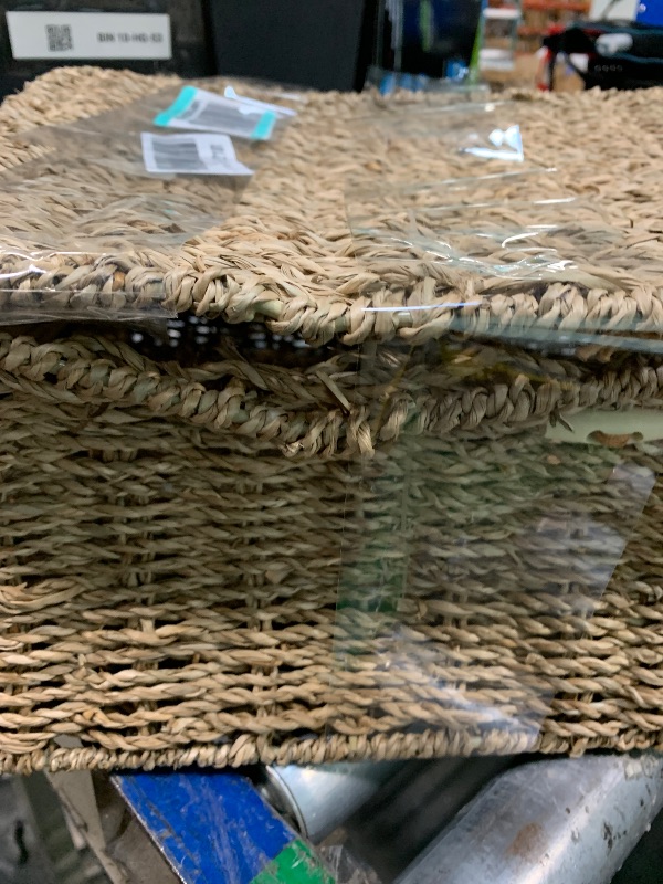 Photo 1 of *** DAMAGE** StorageWorks Extra Large Wicker Baskets with Lid for Organizing, Seagrass Storage Baskets for Shelves, Decorative Box with Built-in Handles, Natural, 1 Pack