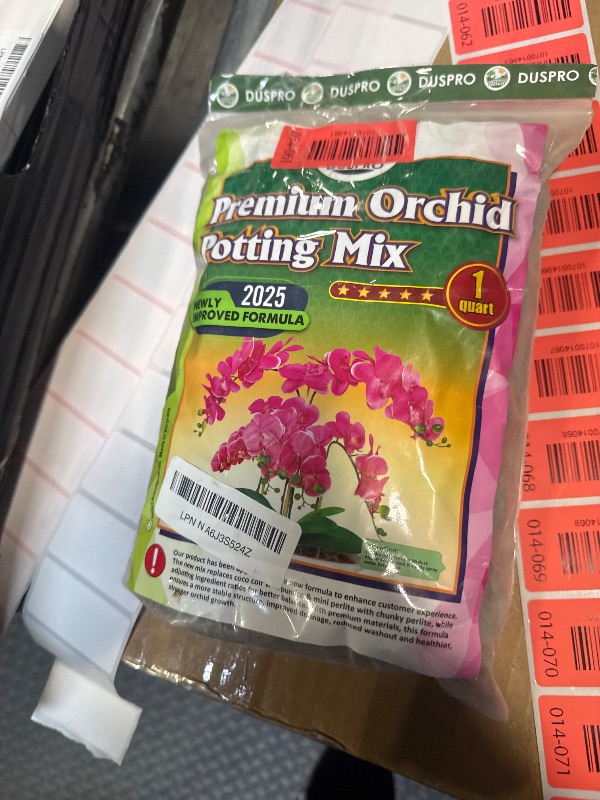 Photo 1 of [Upgraded] DUSPRO Orchid Potting Mix for Repotting with Forest Moss, Pine Bark, Perlite & Pumice, Orchid Bark Potting Mix, Orchid Repotting Soil, Drainage Indoor Potting, Orchid Pot Not Included,1 QRT