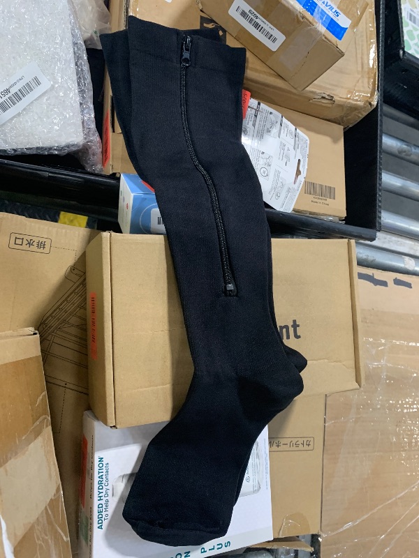 Photo 1 of  Zipper Compression Socks Medical, 15-20 mmHg Knee High Compression Socks for Men Women, Close Toe Support Socks for Varicose Veins, Edema, Recovery, Pregnant, Nurse