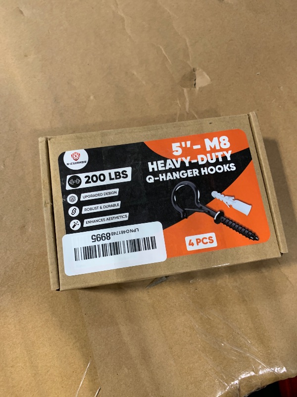 Photo 1 of [HIGH-WORKLOAD] 200Lbs 4 Pcs Q-Hanger Hooks M8 with Washer & Safety Buckle, Heavy Duty 5’’ Windproof Screw Hooks for Hanging Plants, Yoga, Lights, Indoor & Outdoor Uses-Expansion Tubes, Screwdriver