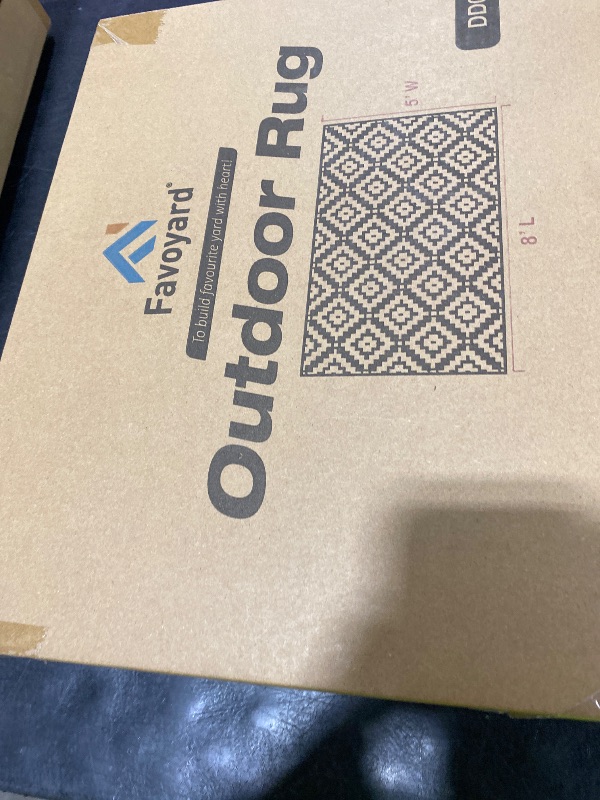 Photo 1 of Favoyard Outdoor Rug 5x8 ft Waterproof Reversible Patio Plastic Straw Rugs for Decor Clearance Outside Large RV Camping Area Carpet Mat for Porch Deck Balcony Pool Backyard Picnic Beach Camper Door