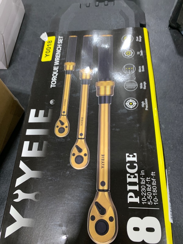 Photo 1 of 1/4 3/8 1/2-inch Drive Click Torque Wrench, 8Pcs Torque Wrench Set 10-230in.lb, 5-50ft.lb, 10-180ft.lb with Adapters, ±3% Accuracy, 72-Tooth Dual Scale Torque Wrenches for Bike, Moto, Car Repair