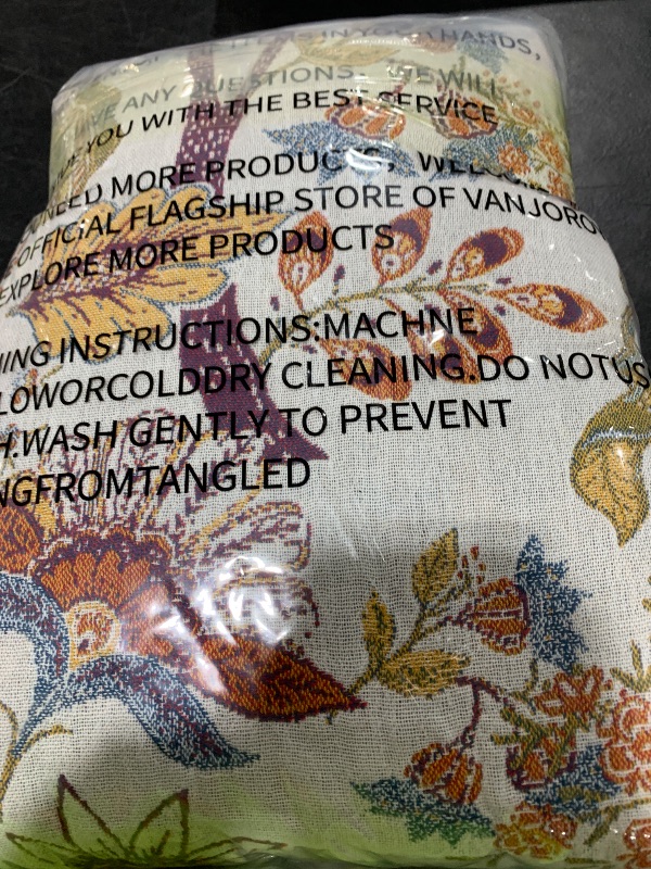 Photo 1 of VANJOROY Boho Throw Blanket, 100% Organic Cotton Breathable Skin-Friendly Ultra Soft Bed Quilt Throw - All Season Floral Farmhouse Décor Luxury Blanket for Sofa Couch Chair and Gift. 80" x 90"