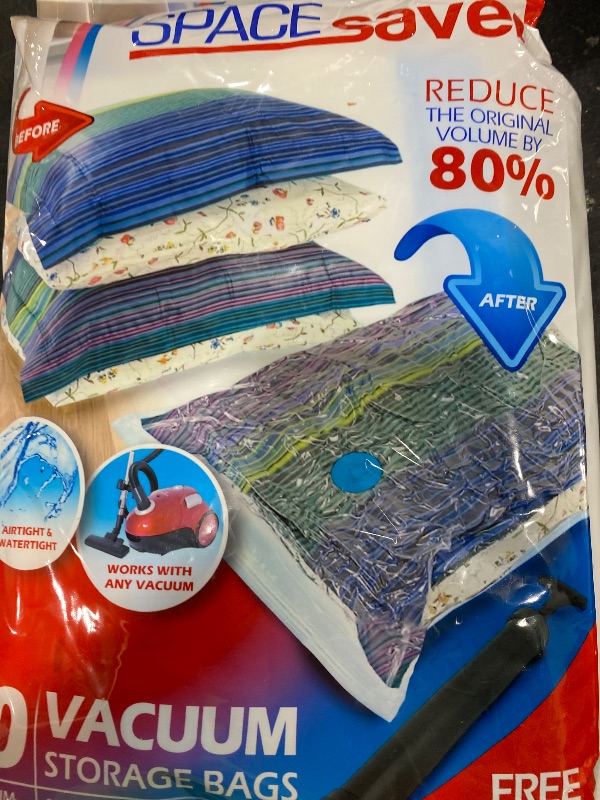 Photo 1 of 10 Pack Medium Vacuum Storage Bags for Comforters, Blankets & Clothes – Vacuum Sealed Compression Bags with Hand Pump – Space Saver Storage Bags for Bedding, Moving, Travel & Organization