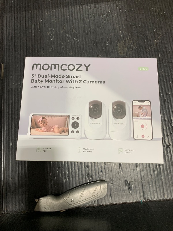 Photo 1 of Momcozy BM04 Smart WiFi Baby Monitor with 2 Cameras, 5" 1080P Split Screen Video Baby Monitor with Camera and Audio, Motion Detection, Electric Fence, Clear Night Vision, 2-Way Audio, 5000mAh Battery