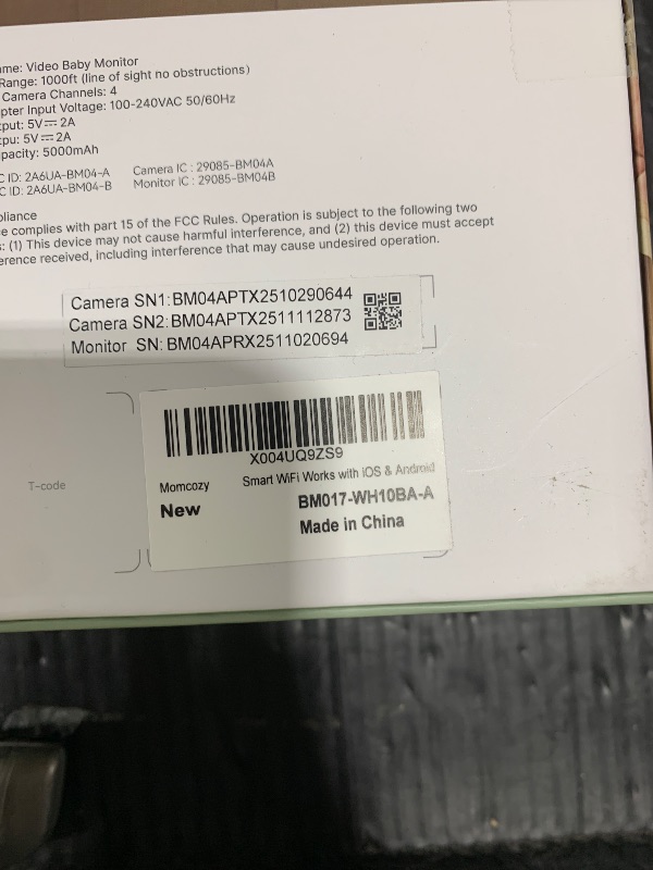 Photo 1 of Momcozy BM04 Smart WiFi Baby Monitor with 2 Cameras, 5" 1080P Split Screen Video Baby Monitor with Camera and Audio, Motion Detection, Electric Fence, Clear Night Vision, 2-Way Audio, 5000mAh Battery