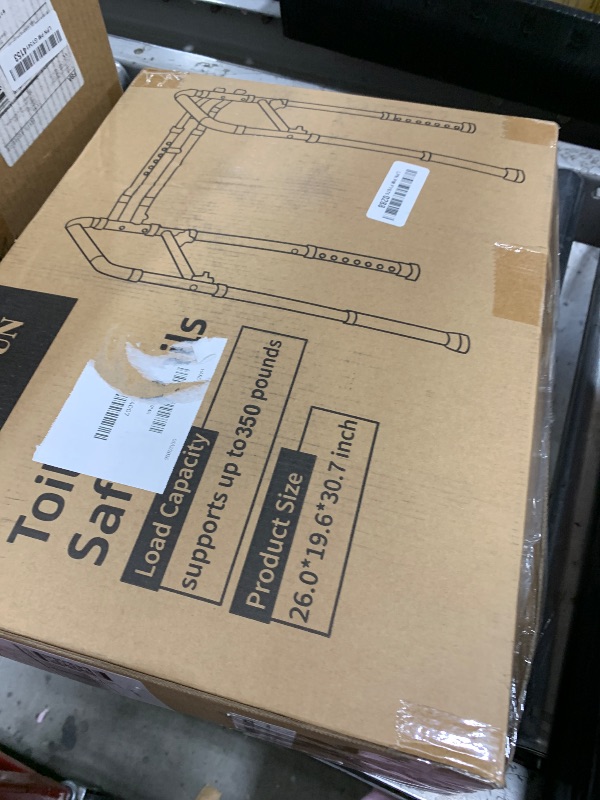 Photo 1 of Lianjindun Toilet Safety Rails, Adjustable Toilet Frame for Elderly, Seniors, Handicap & Disabled, Foldable Handicap Toilet Handles Fit Any Toilets (Gray)