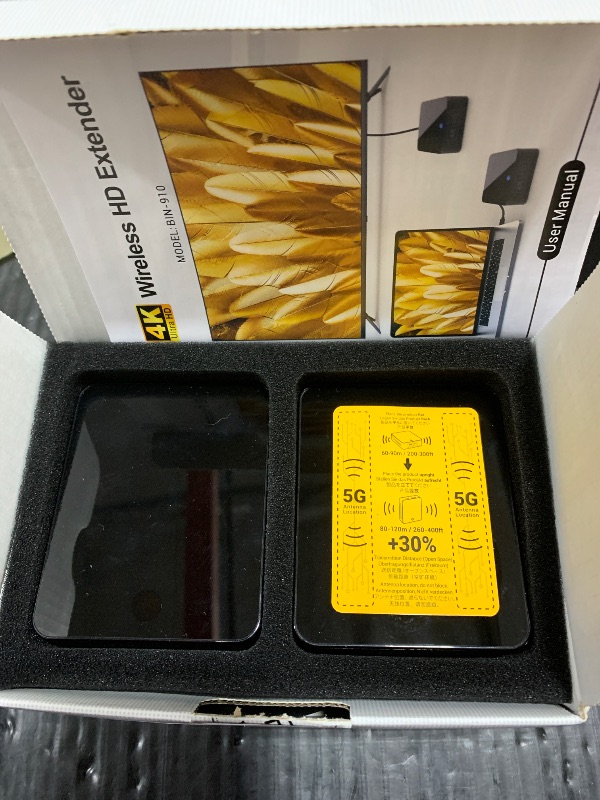 Photo 1 of Wireless HDMI Transmitter and Receiver 4K BIN-910, 400FT/120M Long Range, 9 Adjustable Channels, 1TX to 3RX– Stream HD Video/Audio from Laptop, PC, Camera to TV, Projector, Monitor