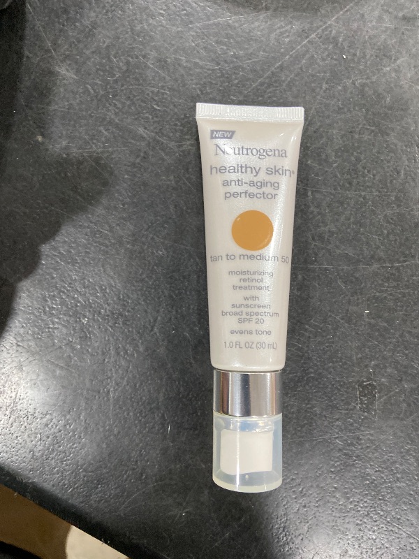 Photo 1 of Neutrogena Healthy Skin Anti-Aging Perfector Tinted Facial Moisturizer and Retinol Treatment with Broad Spectrum SPF 20 Sunscreen with Titanium Dioxide, 50 Tan to Medium, 1 fl. oz