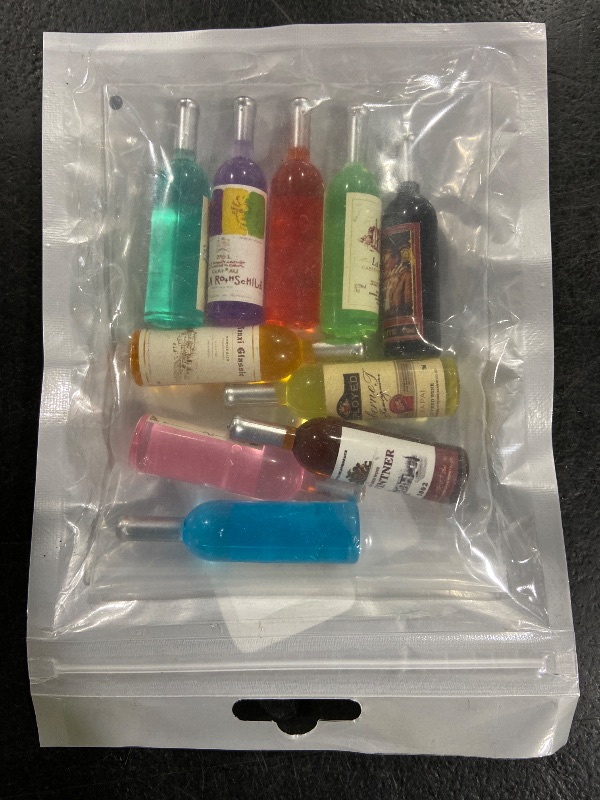 Photo 1 of 10 Pcs 1:12 Scale Mini Wine Bottles Cake Toppers Wine Drinks Decoration Beer Glass Model Mini House Drink Accessories for Dollhouse Miniature Bottles Cake Decorations