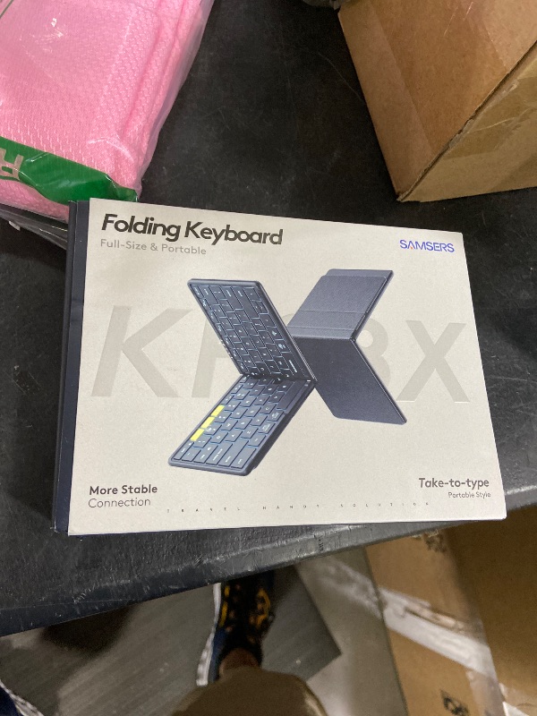 Photo 1 of Samsers Full-Size Foldable Bluetooth Keyboard, KF08X Wireless Folding Keyboard with Backlight, Portable Travel Keyboards for iPhone iPad Smartphone Tablet Laptop, Android Windows Mac OS - Black