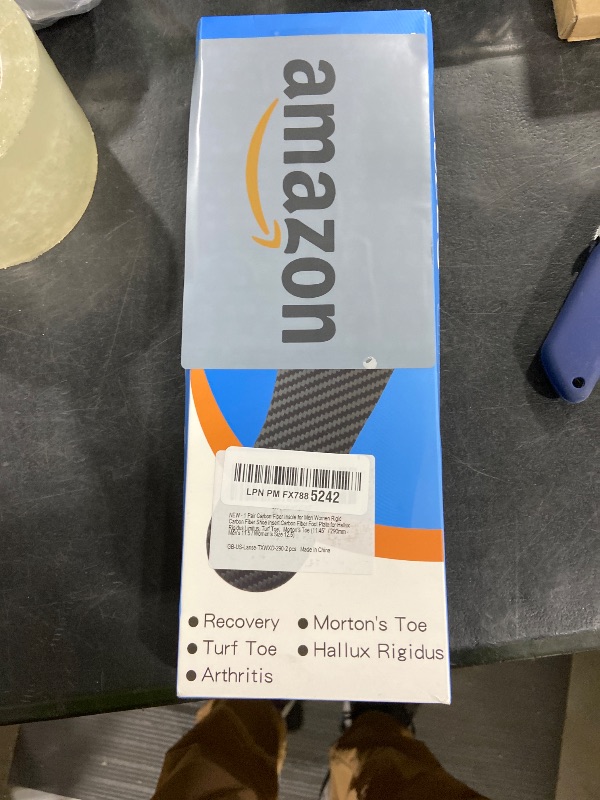 Photo 1 of 1 Pair Carbon Fiber Insole for Men Women Rigid Carbon Fiber Shoe Insert Carbon Fiber Foot Plate for Hallux Rigidus Limitus, Turf Toe?Morton's Toe (11.45” / 290mm - Men's 11.5 / Women's Size 12.5)