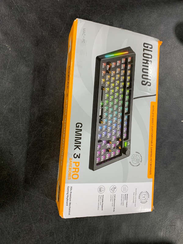 Photo 1 of Glorious Gaming - GMMK 3 PRO Barebones Custom Keyboard Kit w/Knob, Custom Modular Aluminum Body & Gasket System, Hotswappable 75% Keyboard, Sound Dampening Foam, Aluminum Switch Plate ANSI (Black)