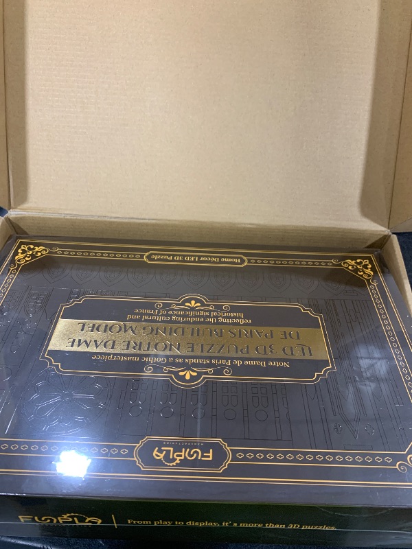 Photo 1 of FUNPOLA LED 3D Wood Puzzle - Notre Dame de Paris Architecture Model-Night Edition with LED Lighting- DIY Building Model Craft Kit, Architecture Building Set