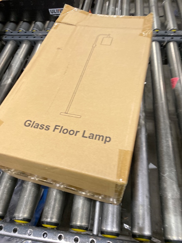 Photo 1 of ?Upgraded?Dimmable Floor Lamp for Living Room with Glass Lampshade, Brushed Nickel Modern Floor Lamp with 900LM LED Bulb Included, Bright Standing Tall Lamp for Bedroom, Office, Reading Room, Corner