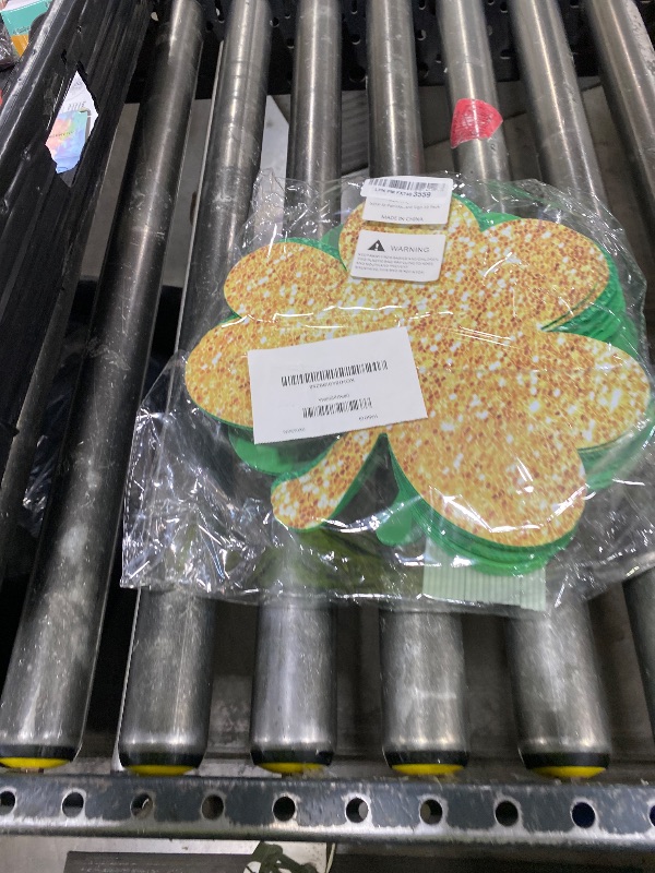 Photo 1 of 10 Pcs St Patrick's Day Decorations Outdoor, St Patricks Day Decorations Yard Signs with Stakes, Large Green and Gold Clover Signs for Irish-Themed Party Favor, Shamrock Decor for Yard Lawn Garden