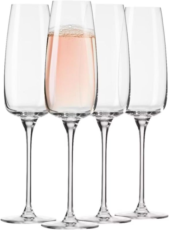 Photo 1 of Krosno Modern Champagne Flute Glasses | Set of 4 | 8.5 oz | Lead-Free Crystal Stemware for Champagne, Prosecco & Sparkling Wine, Elegant Tall Design | Dishwasher Safe, Made in Europe