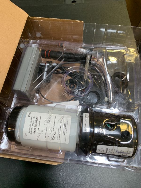 Photo 1 of Bobrick 824 Automatic Liquid Soap Dispenser, Top-Fill Touch-Free Soap Spout 34-fl oz. (1.0-L) Liquid Soap Capacity, For Public Restroom Countertops 1-3/8” Mounting Diameter, Chrome Finish