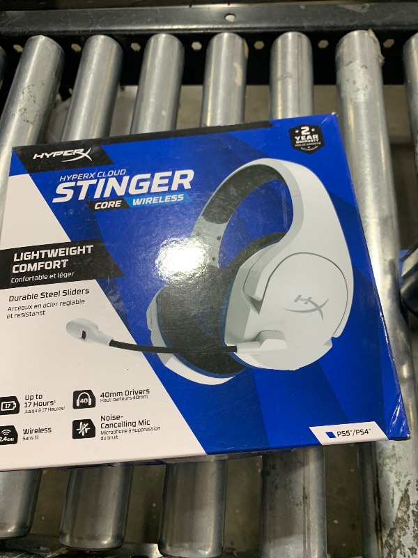 Photo 1 of HyperX HHSS1C-KB-WT/G Cloud Stinger Core – Wireless Gaming Headset, for PS4, PS5, PC, Lightweight, Durable Steel Sliders, Noise-Cancelling Microphone - White