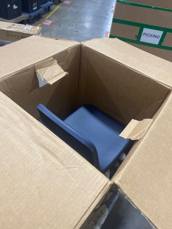 Photo 1 of FDP 12" School Stack Chair,Stacking Student Seat with Chromed Steel Legs and Ball Glides For In-Home Learning or Classroom - Navy (6-Pack), 10359-NV