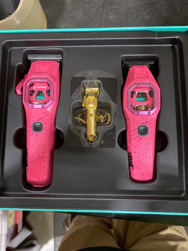 Photo 1 of SUPRENT Fangs Professional Barber Clippers - High-Performance 13,000 RPM Vector Motor Hair Clipper Barber Trimmer Set, Professional Haircutting Kit with AI Speed Control, Patented U-Teeth Blade (PINK)