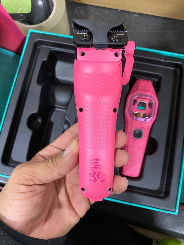 Photo 1 of SUPRENT Fangs Professional Barber Clippers - High-Performance 13,000 RPM Vector Motor Hair Clipper Barber Trimmer Set, Professional Haircutting Kit with AI Speed Control, Patented U-Teeth Blade (PINK)