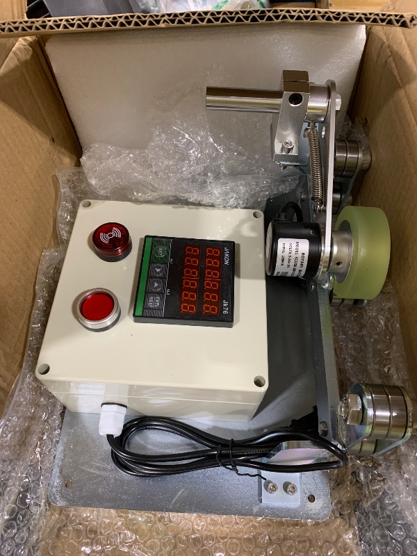 Photo 1 of JIAWANSHUN Digital Wire Cable Length Meter Counter Measured Wheel in Feet Inches Meter Yard, Alarm, Initial Value Setting Input 100-240V