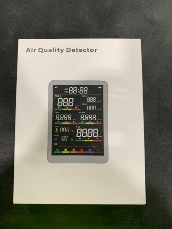 Photo 1 of Professional Indoor Air Quality Monitor with AQI Beep Alarms, Portable Real-Time Detector for Home Cars Plants and Pets (White)