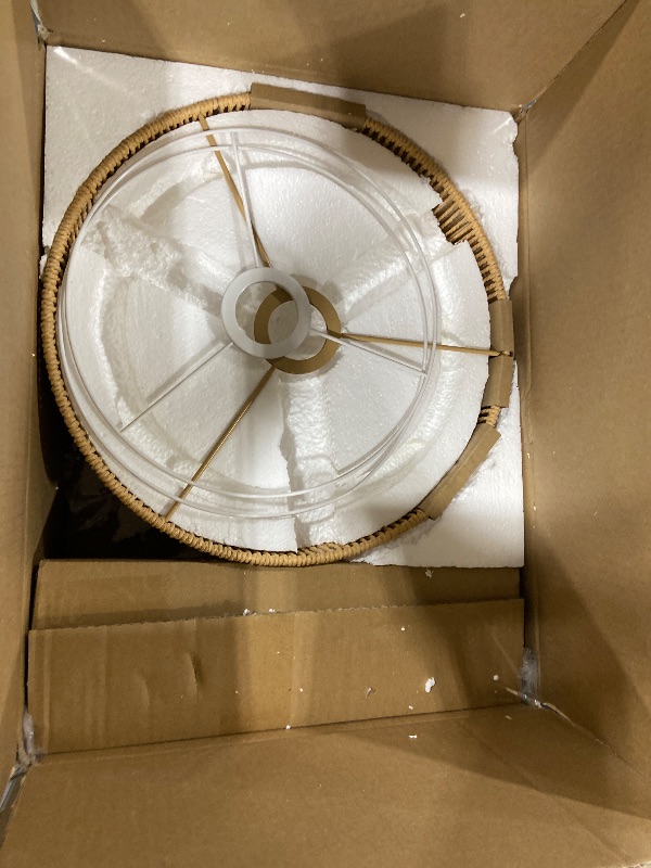 Photo 1 of ?Upgraded?Dimmable Boho Floor Lamp for Living Room, Modern Swing Arm Floor Lamp with Rattan & Fabric Shades, Black Rattan Standing Lamp with 11W Bulb, Farmhouse Adjustable Tall Lamp for Bedroom Office