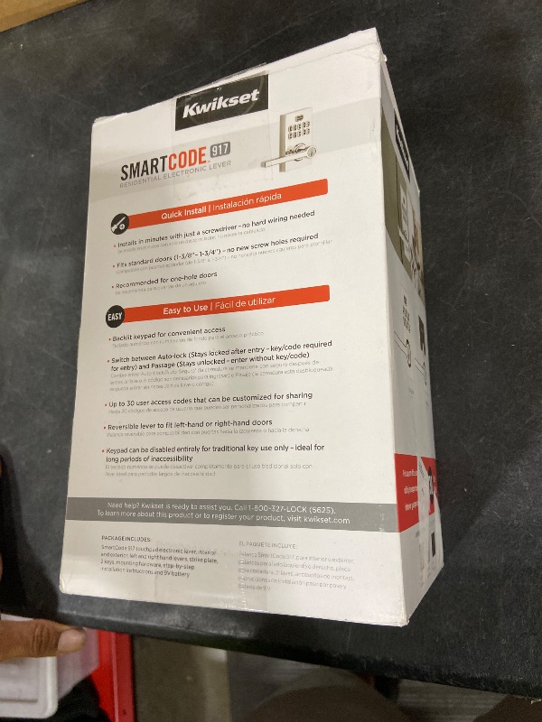 Photo 1 of Kwikset SmartCode 917 Keypad Keyless Entry Contemporary Residential Electronic Lever Lock Deadbolt Alternative with Halifax Door Lever and SmartKey Security, Satin Nickel