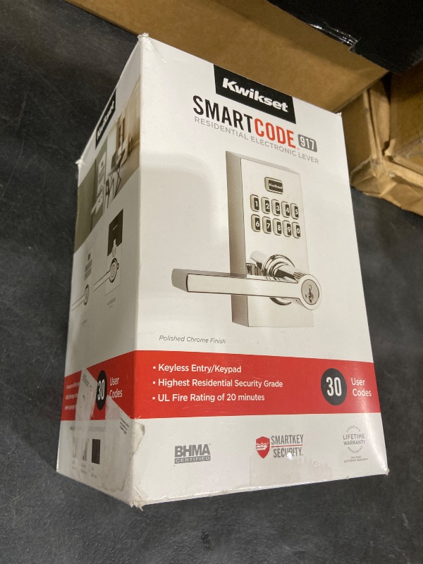 Photo 1 of Kwikset SmartCode 917 Keypad Keyless Entry Contemporary Residential Electronic Lever Lock Deadbolt Alternative with Halifax Door Lever and SmartKey Security, Satin Nickel