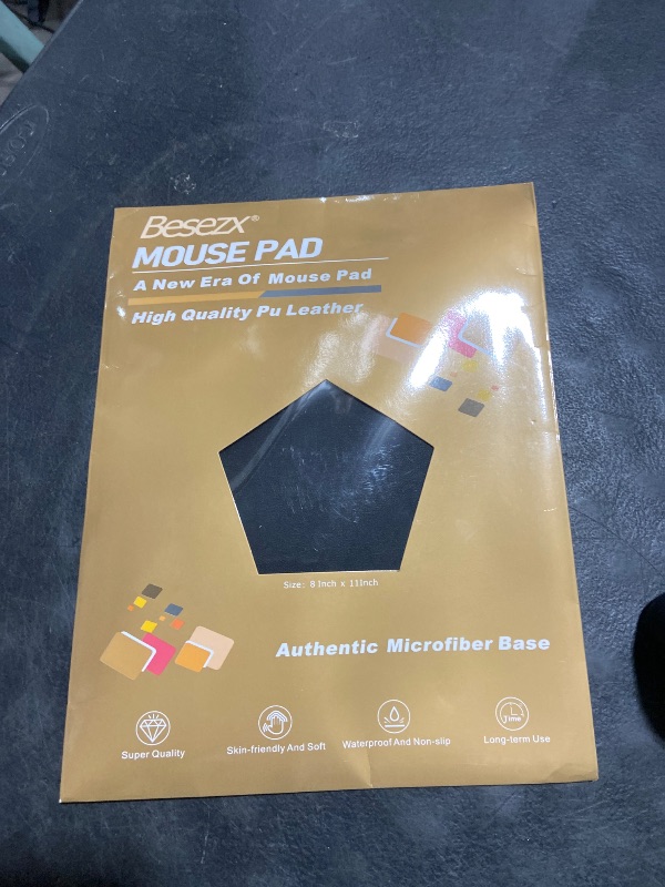 Photo 1 of Mouse Pad, PU Mouse Pad?Leather Mouse Pad with Stitched Edge Micro-Fiber Base with Non-Slip Waterproof?Mouse Pad for Computers?Laptop, 8x11Inch (Black)