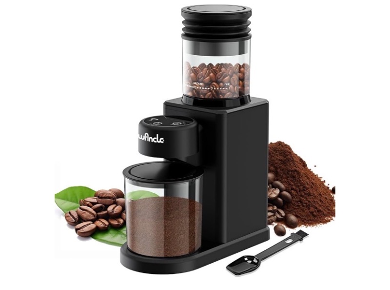 Photo 1 of Wancle Conical Burr Coffee Grinder Touch Edition Electric Coffee Bean Grinder - 25 Grind Settings, Precision Timer, Anti-Static, Compact with Air Blower, 200W Motor