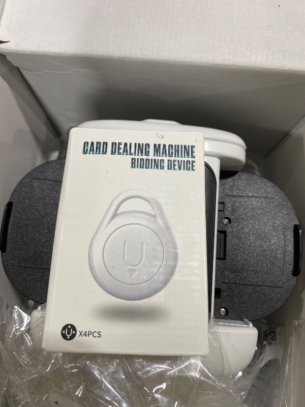 Photo 1 of 2-in-1 Automatic Card Shuffler & Dealer for 1-2 Decks Support 8 Players, 4 Drawing Remotes, Rechargeable Card Dealer Machine, Preset Games for Poker, UNO, Blackjack, Texas, Crazy Eights (white)