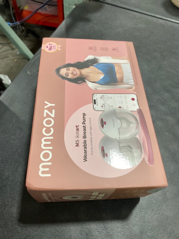 Photo 1 of Momcozy M5 Smart APP Controlled Wearable Breast Pump, Hands-Free Wireless Electric Pump, 3 Modes 9 Suction Levels, BPA-Free, Portable Lightweight, 24mm Flange, 2-Pack Quill Gray