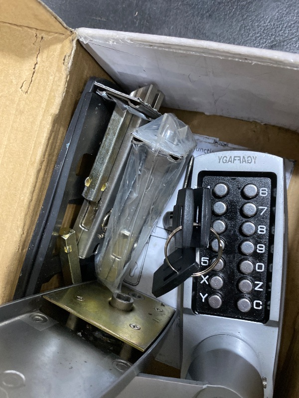 Photo 1 of Mechanical Entry Door Lock, 14 Digital keypad,Weatherproof deadbolt with Handle, Security Heavy Duty Outdoor Lock Without Electronic, Easy Installation, for Home, Yard-gate, Office, Chrome