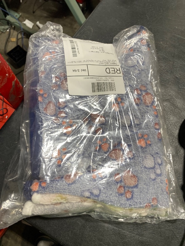 Photo 1 of 1 Pack 3 Blankets Super Soft Fluffy Premium Fleece Pet Blanket Flannel Paw Printed Throw for Dog Puppy Cat (Medium 30x20'', Beige, Grey, Navy)