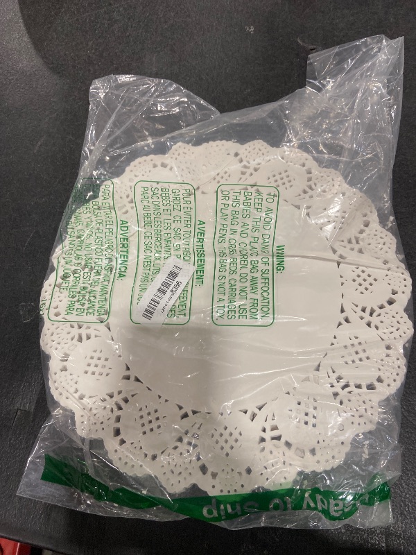 Photo 1 of 100 Pieces Paper Doilies, 12 Inch Doilies for Food, Disposable Lace Paper Doilies for Tables, Round Paper Placemats Bulk for Cakes Desserts Crafts (White)