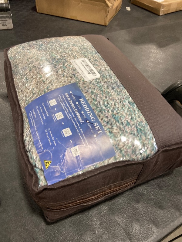 Photo 1 of Pamnest Quilt Set Full/Queen Size, Turquoise Grey Painting 3 Pcs Soft Bed Cover Bedding Set for Kids and Adults, Teal Contemporary Gray Lightweight Bedspread Coverlet with Pillow Sham for All Season