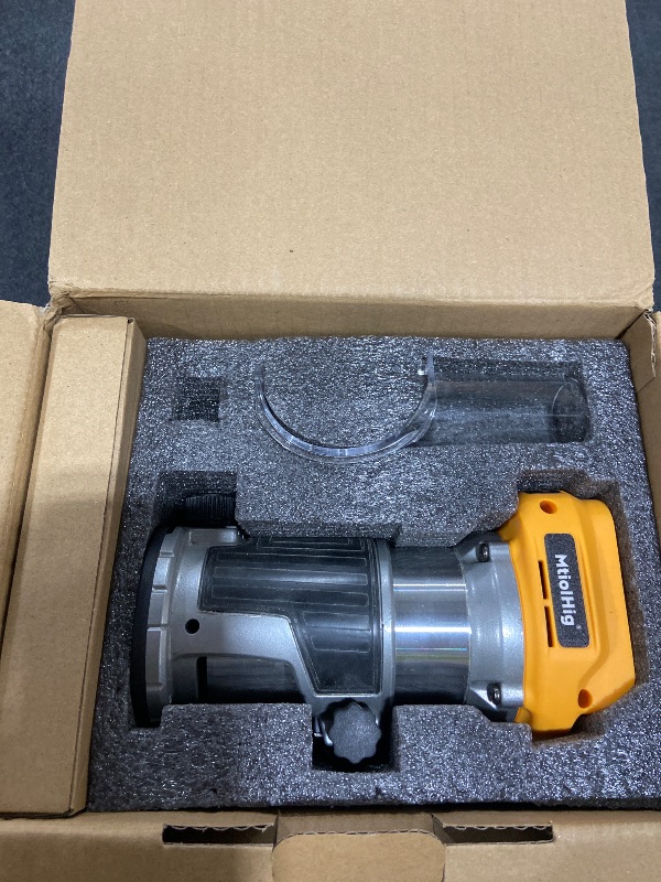 Photo 1 of MtiolHig Cordless Compact Router Compatible with DeWalt 20V Battery (Bare Tool), 6 Variable Speeds Router Tool for Woodworking, 800W Fixed Base Wood Router