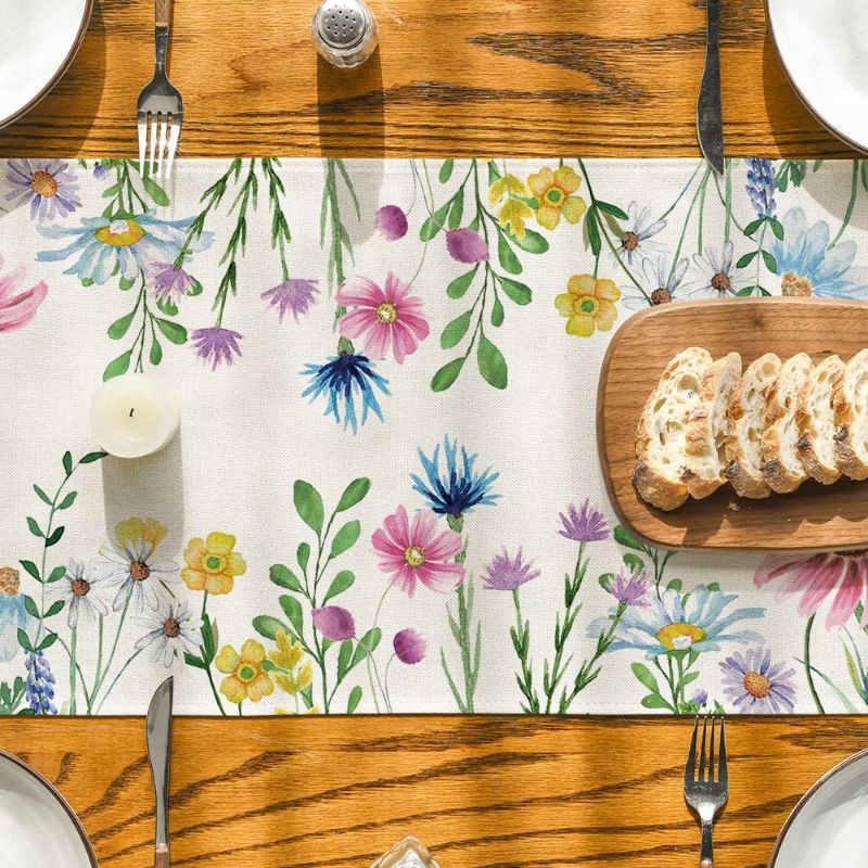 Photo 1 of Summer Table Runner, Spring Kitchen Dining Table Decoration for Home Party Decor 13x72 Inch