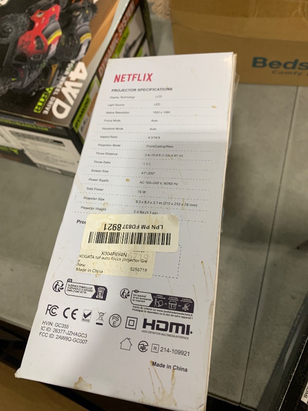 Photo 1 of [Short Throw/Built in Apps] Projector 4K with WiFi and Bluetooth, 2000ANSI TOF Auto Focus Keystone Smart Projector for Dolby Audio Home Theater Movie, Kogata Outdoor Projector Portable Ceiling Gray