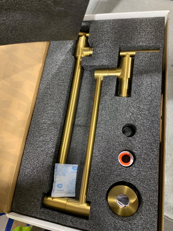 Photo 1 of KES Gold Pot Filler with Heat-Resistant Cartridge, 26" Brushed Gold Pot Filler Faucet Over Stove, Wall Mount Kitchen Faucet Double Joints, Stainless Steel, NSF Certified, KN927LFF18-BZ