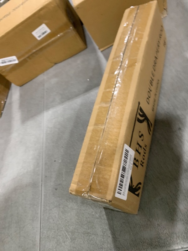 Photo 1 of 1 Inch Black Double Curtain Rod Set - Tension rods for windows 28 to 48 inchs with Round Finials -BHSRODS Home Double Window Rods for Living Room & Bedroom