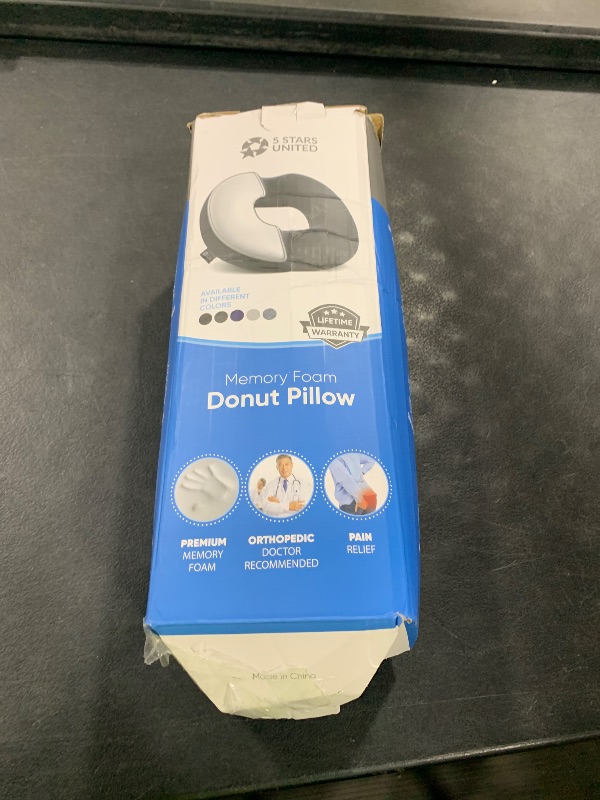Photo 1 of 5 STARS UNITED Donut Pillow Hemorrhoid Tailbone Cushion – Large Cushion for Pain Relief – Coccyx, Prostate, Sciatica, Pelvic Floor, Pressure Sores, Pregnancy, Postpartum Recovery, Black