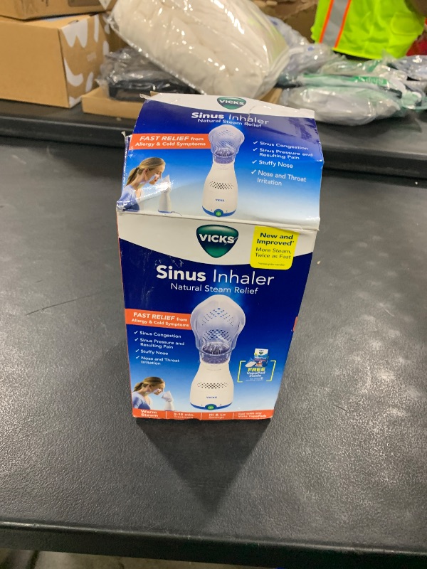 Photo 1 of Vicks Sinus Inhaler, New & Improved Non-Medicated Steam Inhaler for Sinus Relief, Allergies, Congestion & Colds, Vocal Steamer, Soothes Nasal & Throat Passages, Works with VapoPads (1 Included)
