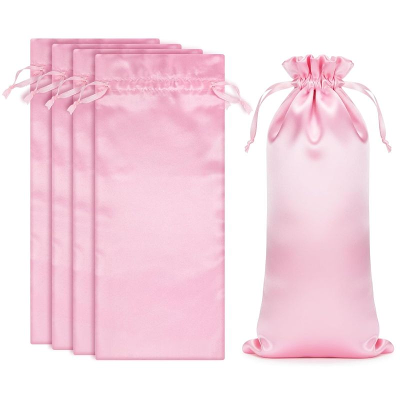 Photo 1 of 10 Pcs Satin Wig Bags with Drawstring Pink Wig Storage Bags for Wigs and Hair Extension Tools (6" x4 Inch)(view picture for color